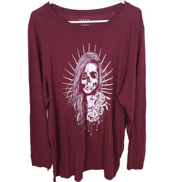 Torrid Top Muerta Girl Halloween Skull Day Of The Dead Graphic Tee Sz 3X Stretch - Picture 1 of 9